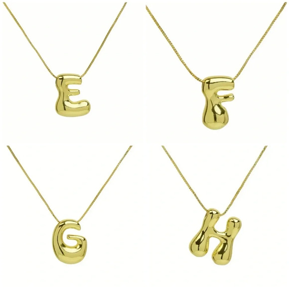 18k Gold Plated Bubble Letter Necklace - Picture 6 of 11